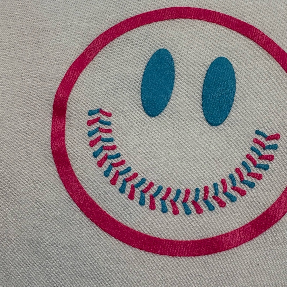 White Baseballism Great Day Graphic Tee with Blue and Pink Accents UNISEX - Picture 5 of 8
